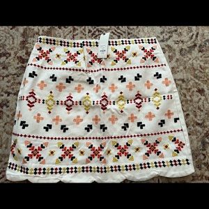 Francesca’s Scalloped Embroidered Skirt New M